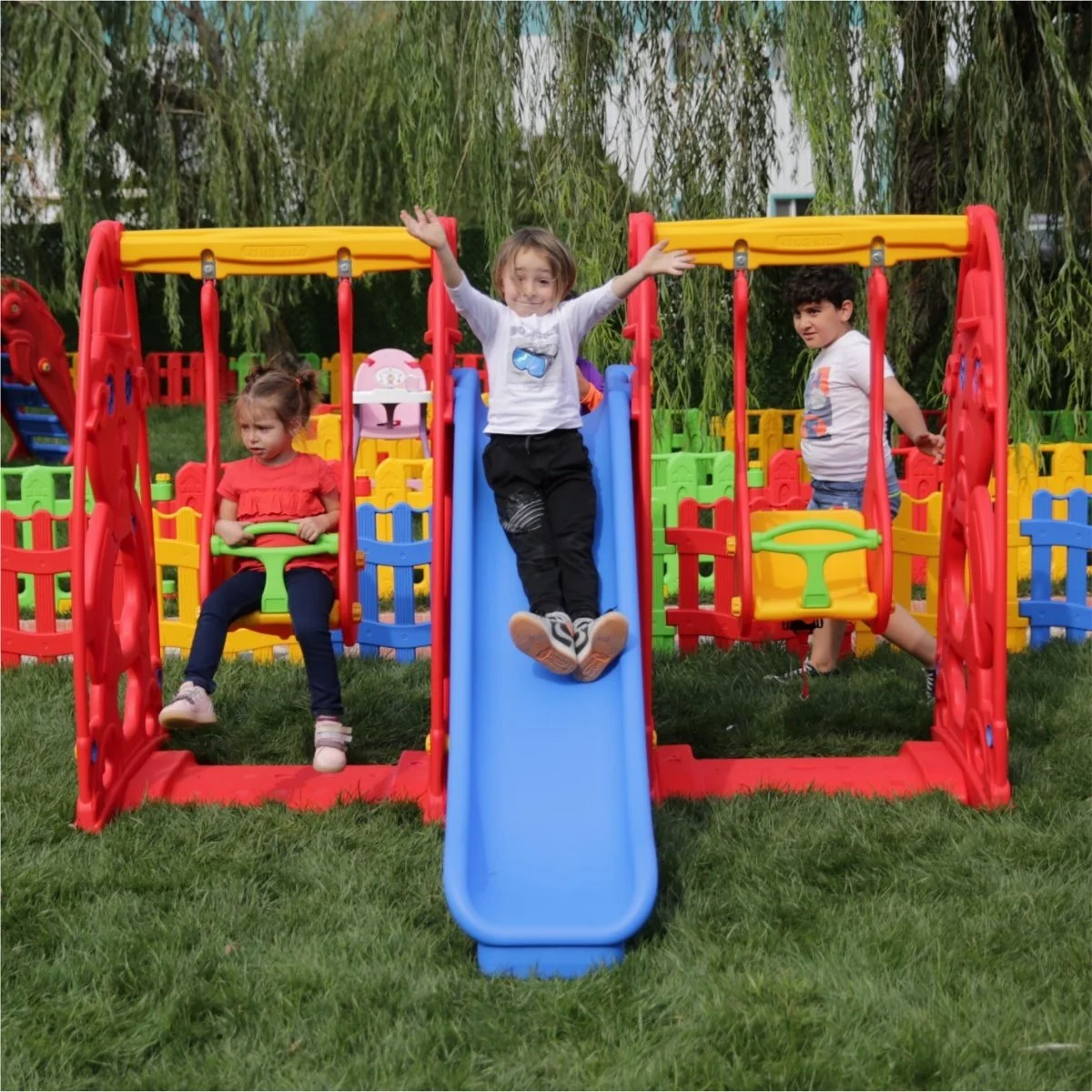 Cute Teddy Swing Set B with Slide