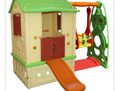 Two Door Playhouse with Slide and Swing