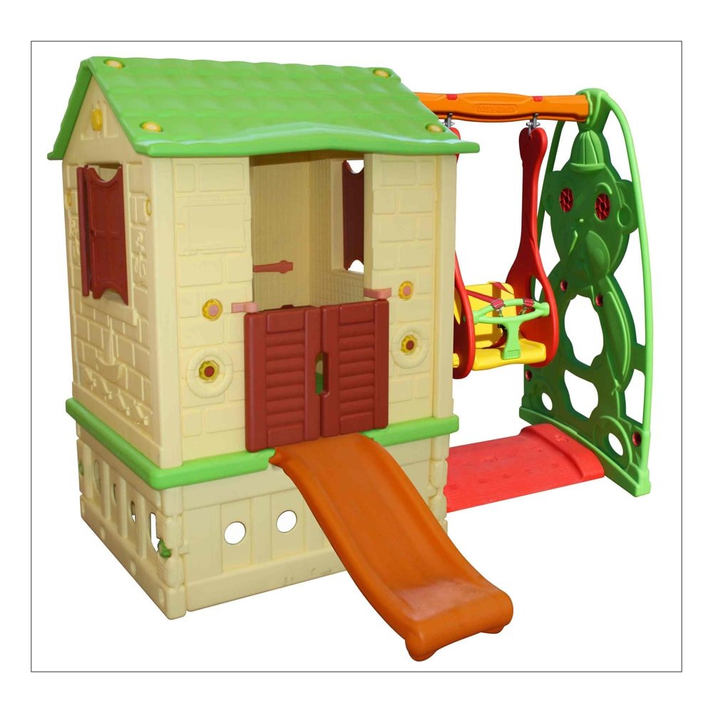 Two Door Playhouse with Slide and Swing