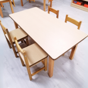 Montessori Rectangular Wooden Natural Table Set